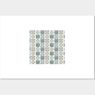 Portuguese blue tile pattern Posters and Art